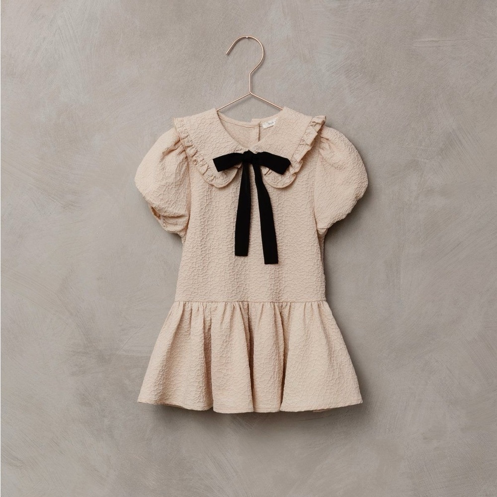 Noralee Cream Kids Dress with Black Bow